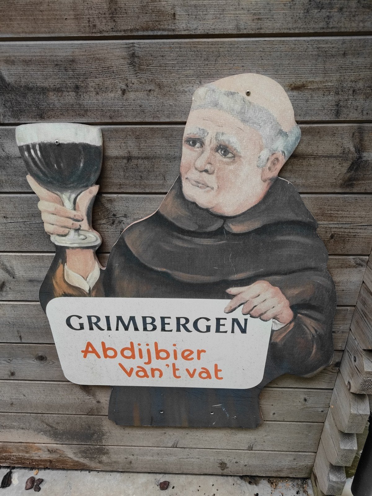 Vintage Grimbergen Abdijbier van 't vat reclamebord, Antiek en Kunst, Ophalen