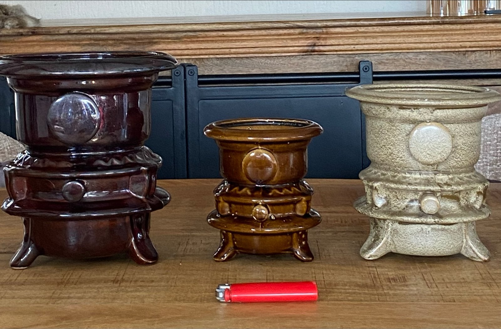 Set van 3 Vintage Keramische Petroleumstellen.., Ophalen