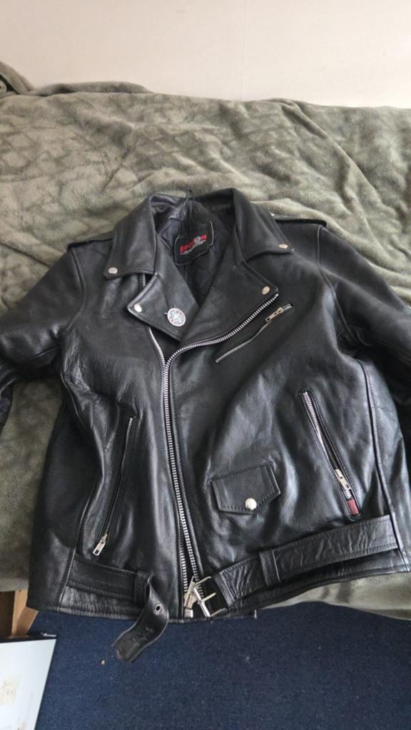Stoere Zwarte Leren Motorjas - Maat L, Kleding | Heren, Jassen | Zomer, Maat 52/54 (L), ECHO, Zwart, Ophalen of Verzenden