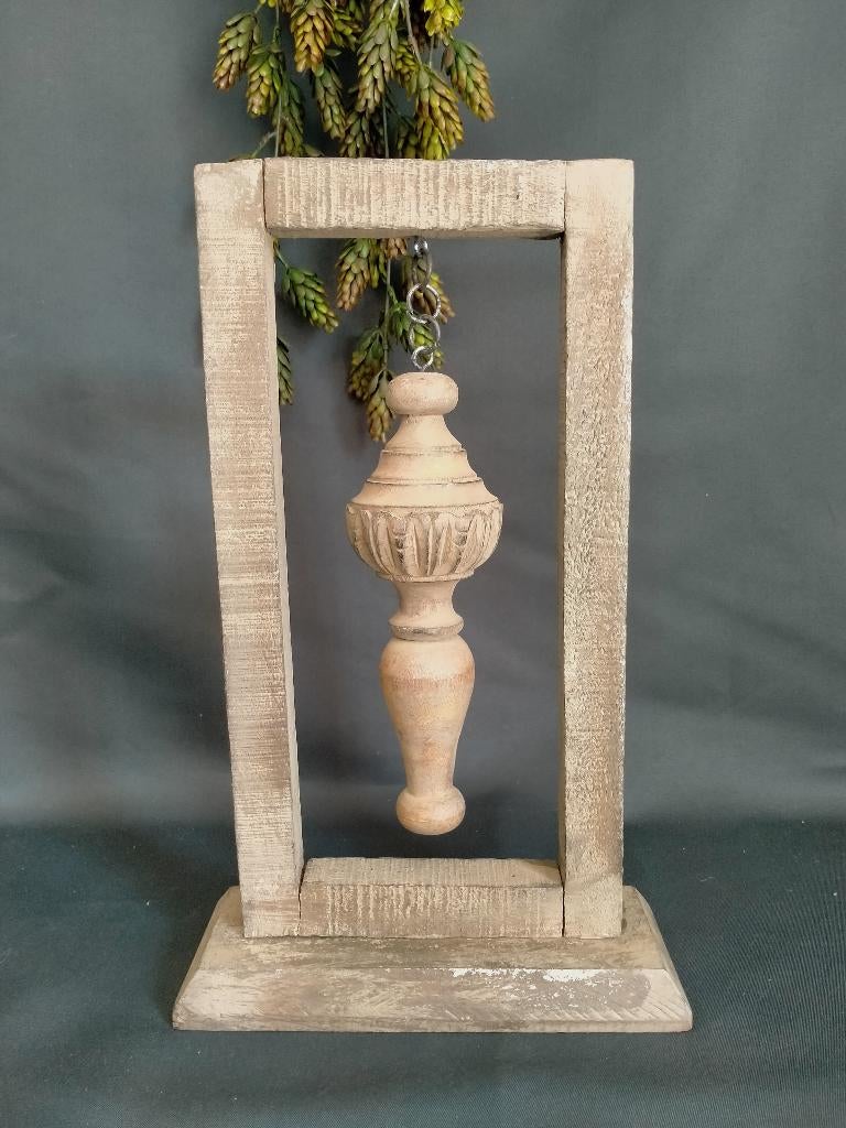 Houten ornament in raam, greywash, decoratie, Ophalen of Verzenden, Nieuw
