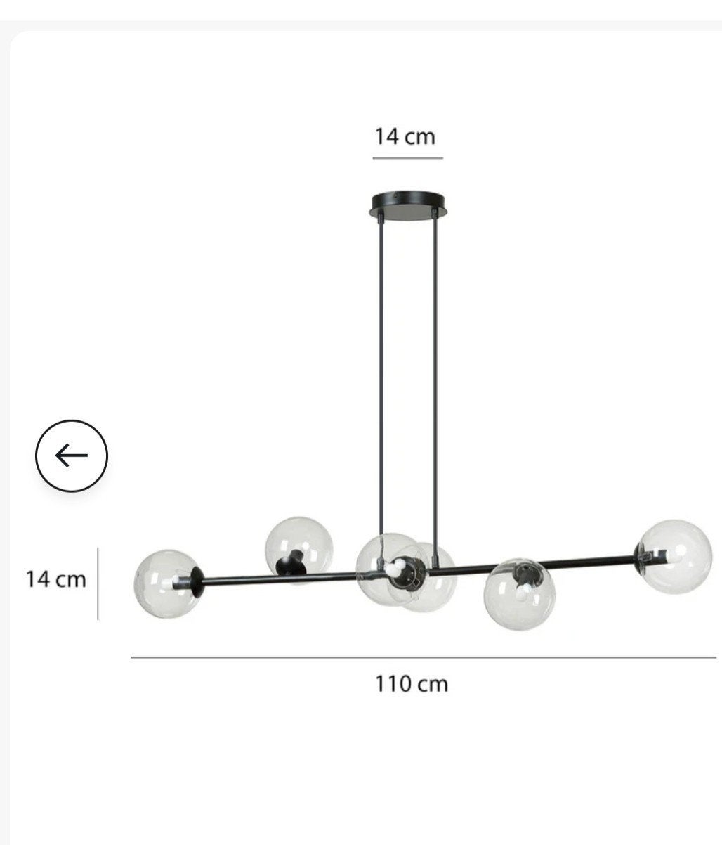 Moderne hanglamp met 6 bollen en Calex smart dimverlichting, Huis en Inrichting, Lampen | Hanglampen, Ophalen, Modern, Industrieel