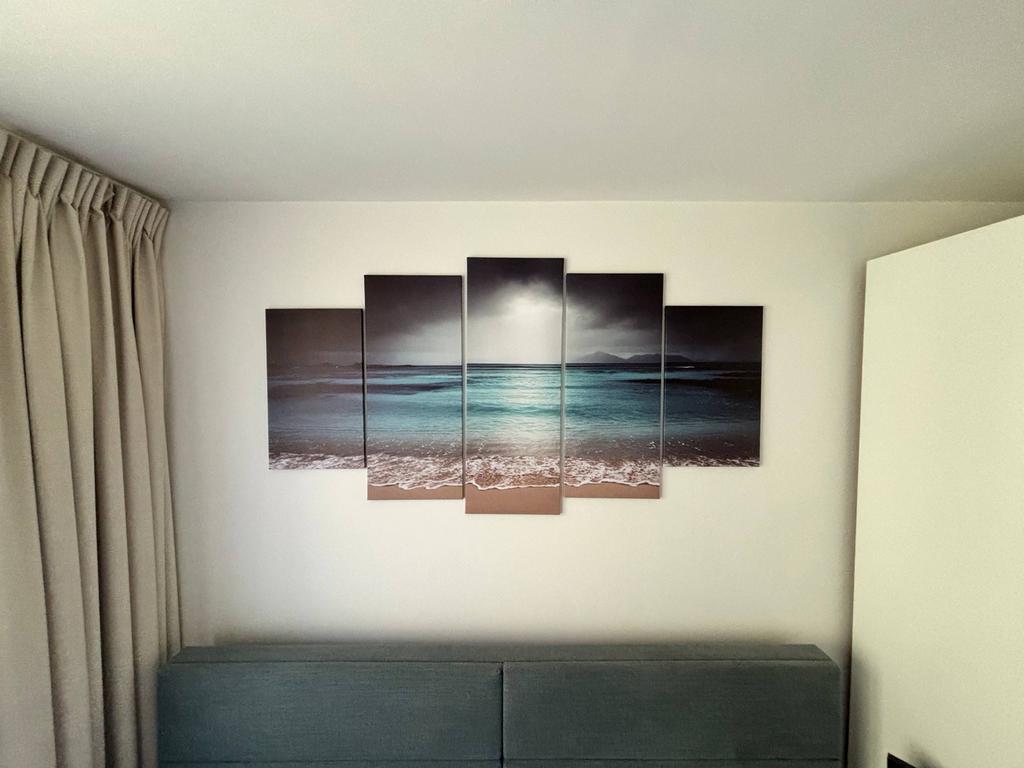 Panorama Canvas Zee Kunst - Vijfluik Strand en Oceaan, Ophalen, Zo goed als nieuw, 100 tot 125 cm, Print