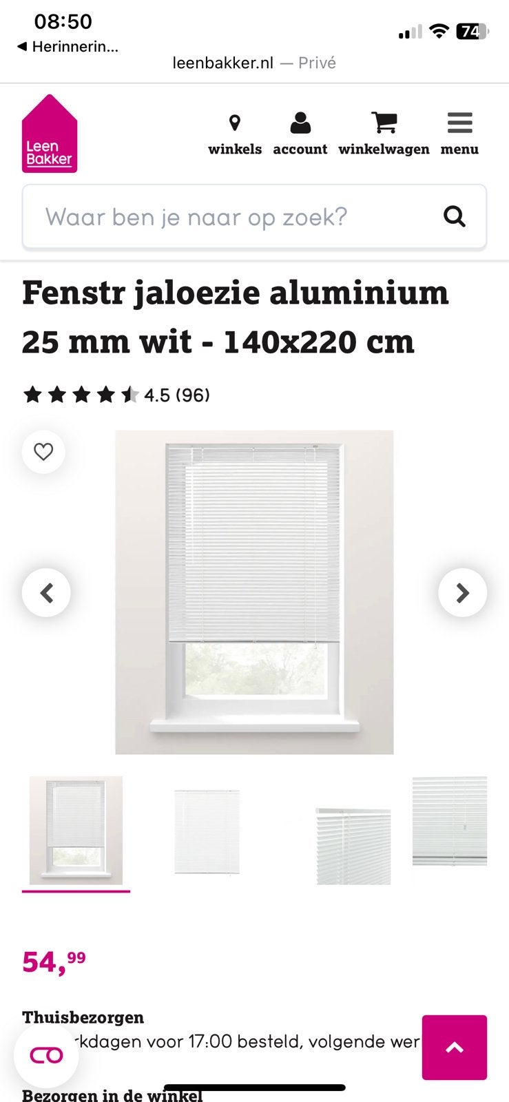 Jaloezieën 135 x 220, Ophalen, Zo goed als nieuw, Jaloezie