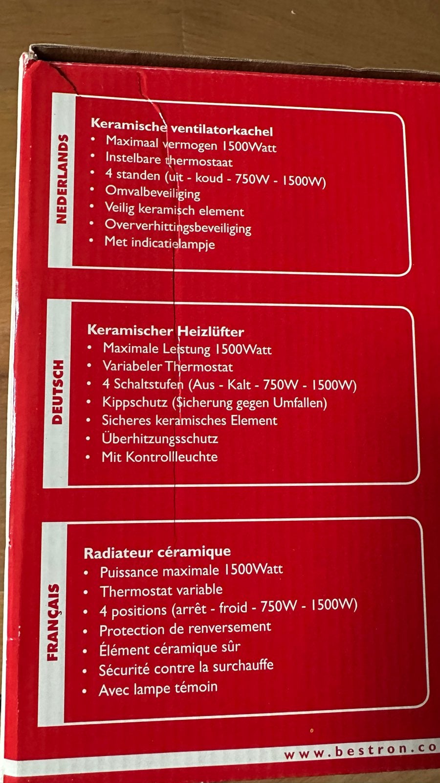 Bestron ACH1500R, Ophalen, Nieuw, Tafelventilator