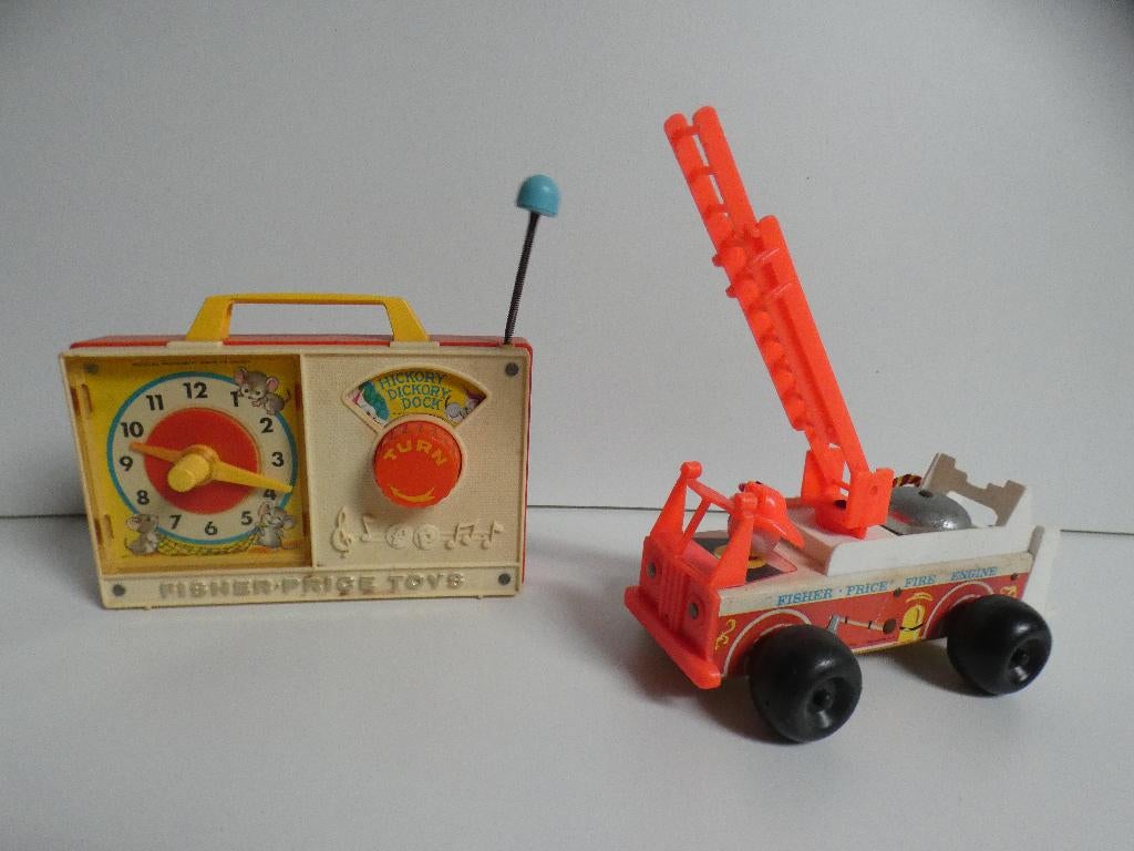 Te koop 2 stuks vintage Fisher Price speelgoed, Ophalen of Verzenden, Gebruikt, Overige typen, Met geluid