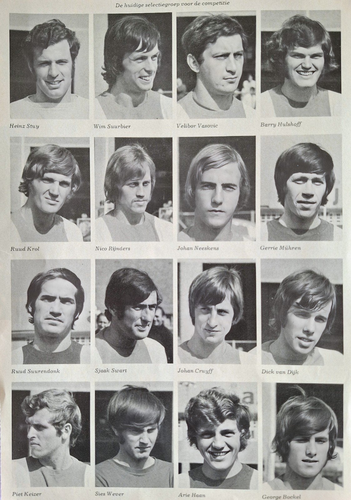 Ajax selectie seizoen 1969-70 met Cruijff, Neeskens, Krol, Verzenden, Zo goed als nieuw, Ajax, Poster, Plaatje of Sticker