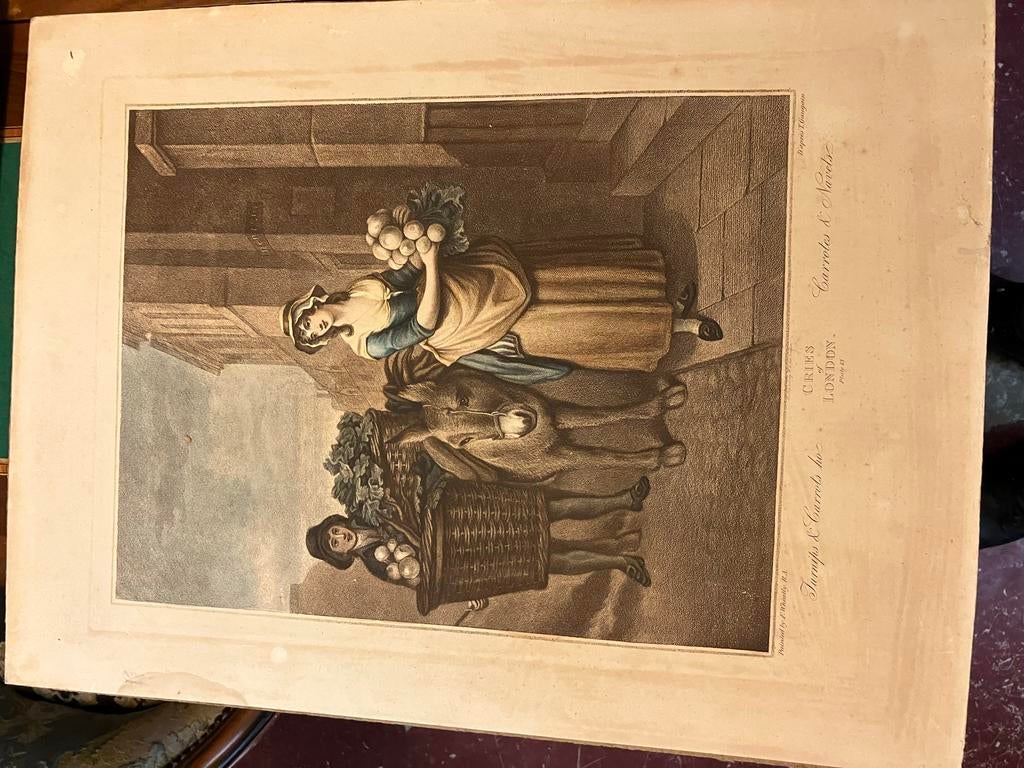 Set van 12 oude litho's 'Cries of London', Ophalen