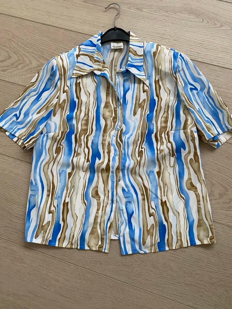 Setterlady Blouse Maat 40 - Blauw/Bruin Gestreept, Kleding | Dames, Ophalen of Verzenden, Gedragen, Maat 38/40 (M), Blauw