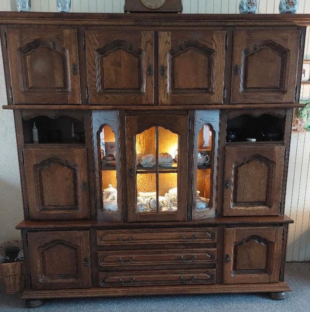 Wandkast bruin vintage ca. 200 x 200 cm, Huis en Inrichting, Ophalen, Gebruikt, Met deur(en), 150 tot 200 cm