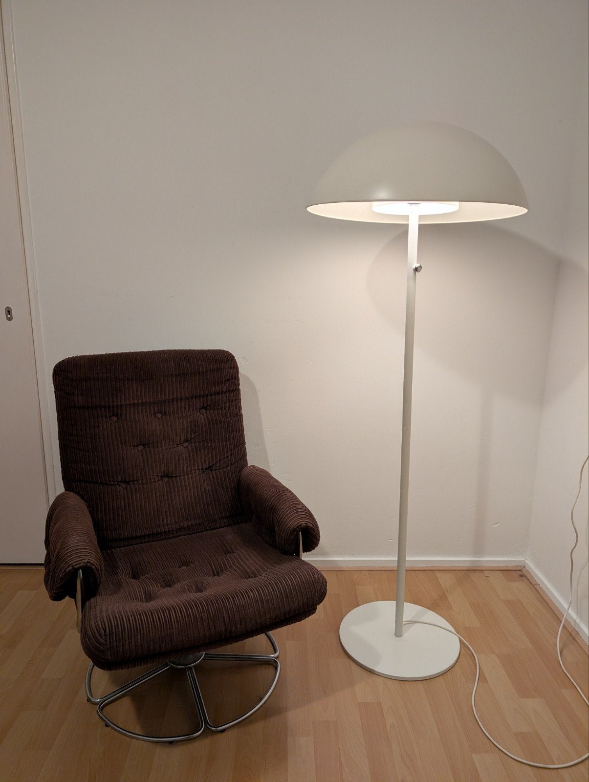 vintage ikea Brasa staande paddestoel lamp wit dimbaar, Gebruikt, Modern, Scandinavisch, 100 tot 150 cm, Metaal