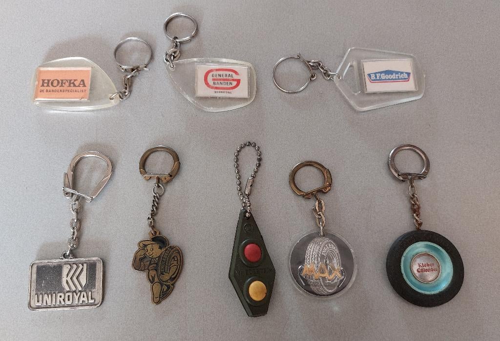 8x Vintage Banden Sleutelhanger, Engelbert, Kleber, Goodrich, Ophalen of Verzenden, Gebruikt, Gebruiksvoorwerp
