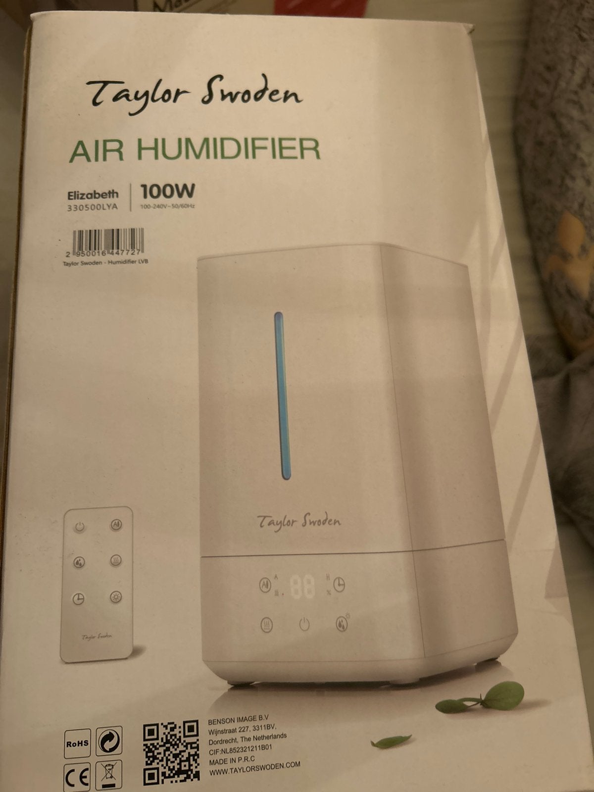 Taylor Swoden Luchtbevochtiger Warm/Koud Mist 100W, Witgoed en Apparatuur, Ophalen, Nieuw, Luchtbevochtiger