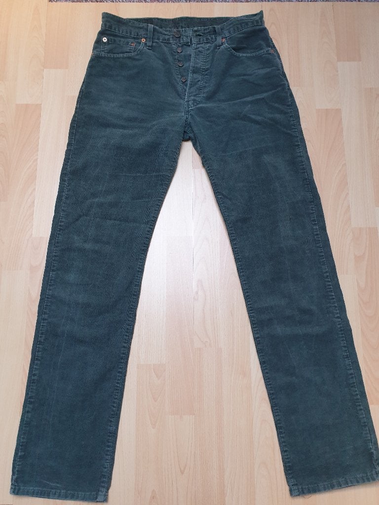 Vintage Levi's 551 donkergroene corduroy broek, Overige kleuren, Ophalen of Verzenden, W30 - W32 (confectie 38/40), Gedragen