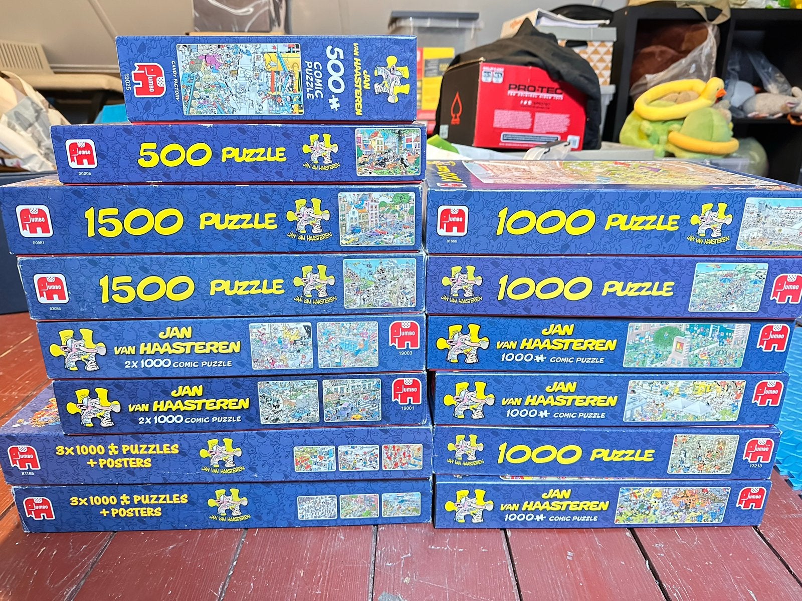 Grote collectie Jan van Haasteren puzzels (500-1500 stukjes), Ophalen, 500 t/m 1500 stukjes, Gebruikt, Legpuzzel