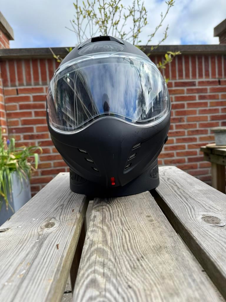Airoh Mathisse 2, mat zwart, S 55/56, Motoren, Kleding | Motorhelmen, Systeemhelm, S, Overige merken, Tweedehands, Ophalen of Verzenden