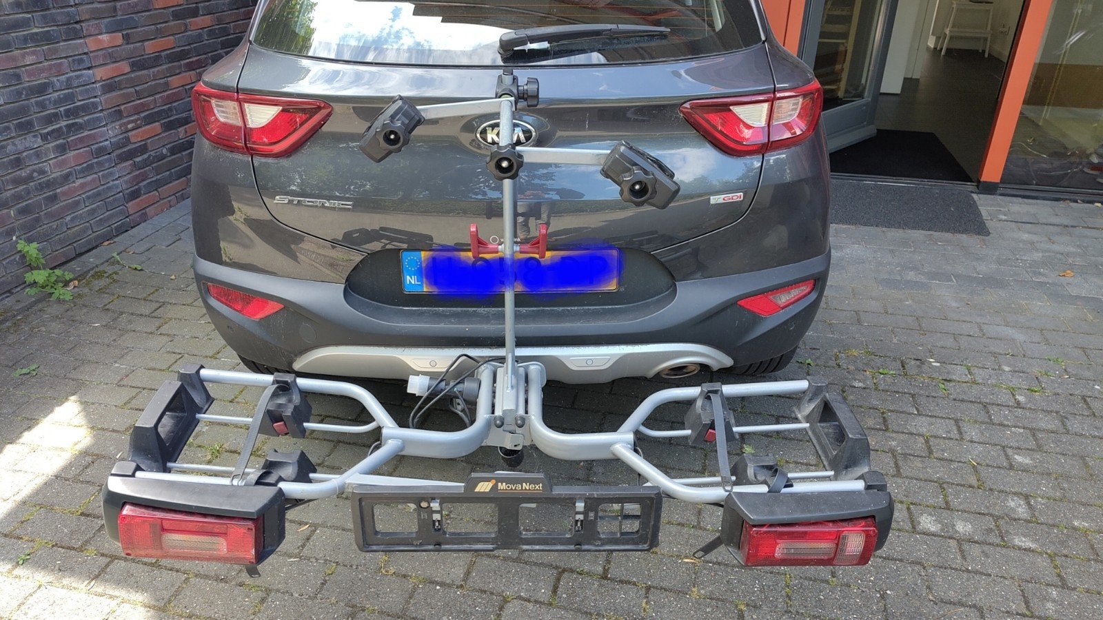 Fietsendrager Movanext voor 2 (electrische) fietsen, Auto diversen, Fietsendragers, Ophalen, Gebruikt, 2 fietsen, Trekhaakdrager