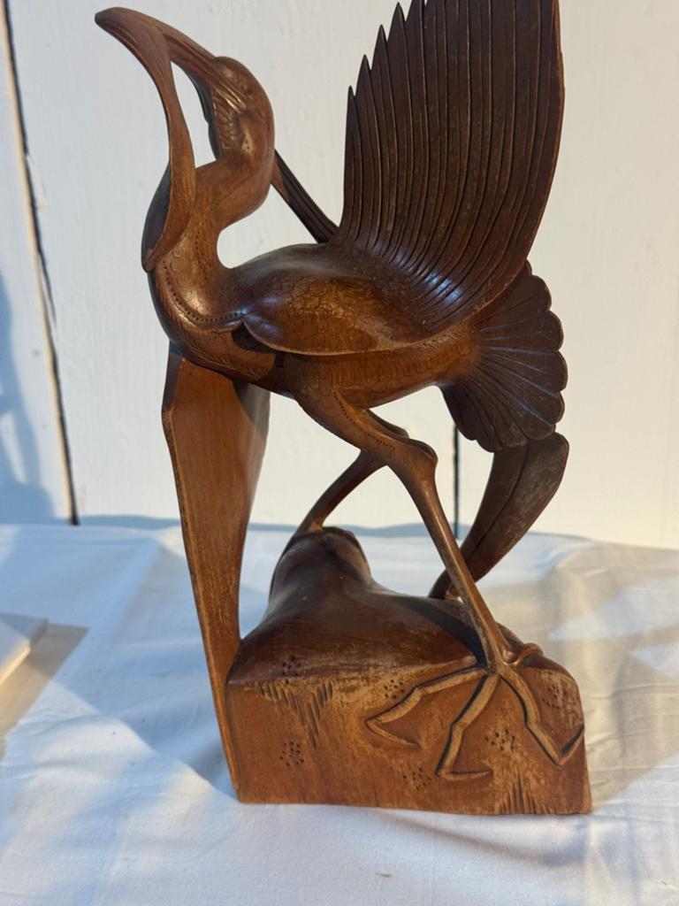 Antiek balinees houtsnijwerk vogel, Antiek en Kunst, Kunst | Beelden en Houtsnijwerken, Art deco, Ophalen of Verzenden, 20 - 50 cm