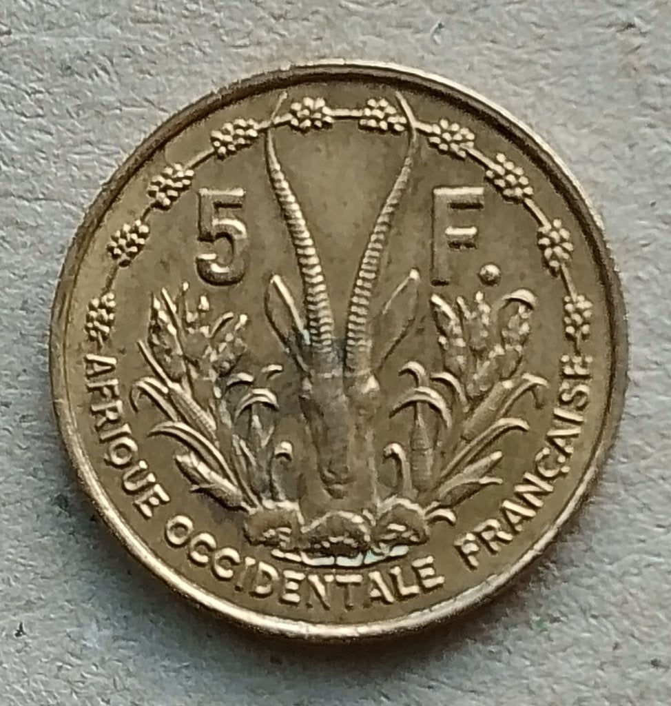 Frans West Afrika, 5 francs 1956, Ophalen of Verzenden, Overige landen, Losse munt