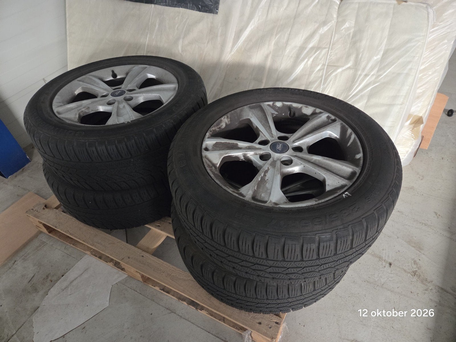 Winterbanden met velgen voor Ford Kuga - Continental, Ophalen, Gebruikt, Banden en Velgen, 17 inch