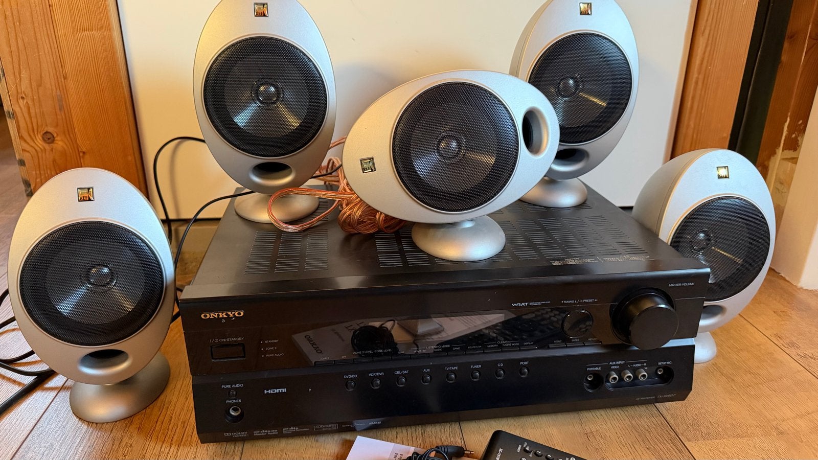 Onkyo TX-SR507 AV Receiver met KEF speakers, Ophalen, Gebruikt, 70 watt of meer, 5.1-systeem
