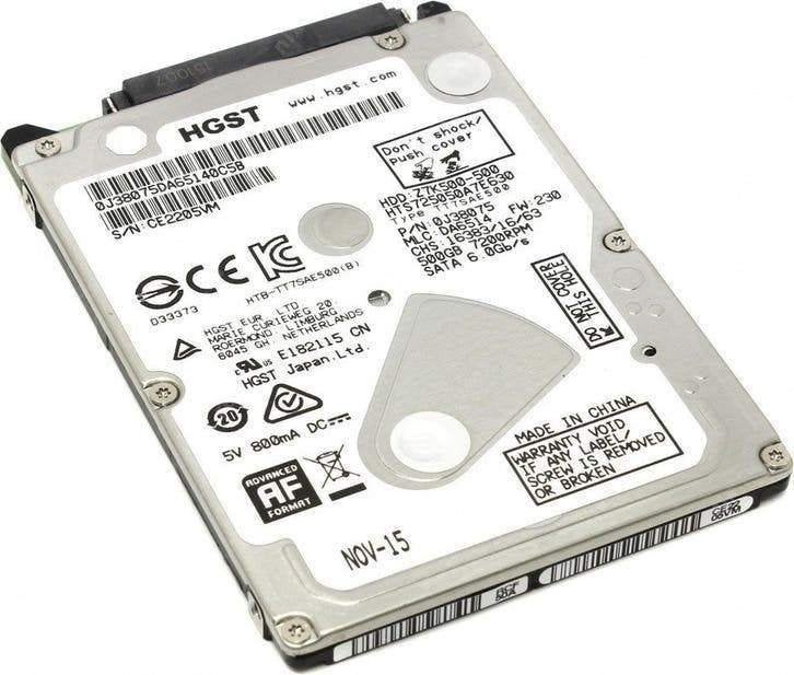Hitachi Travelstar 7K500 500GB HDD 2.5" SATA, Computers en Software, Harde schijven, Intern, Gebruikt, Hgst, Ophalen of Verzenden