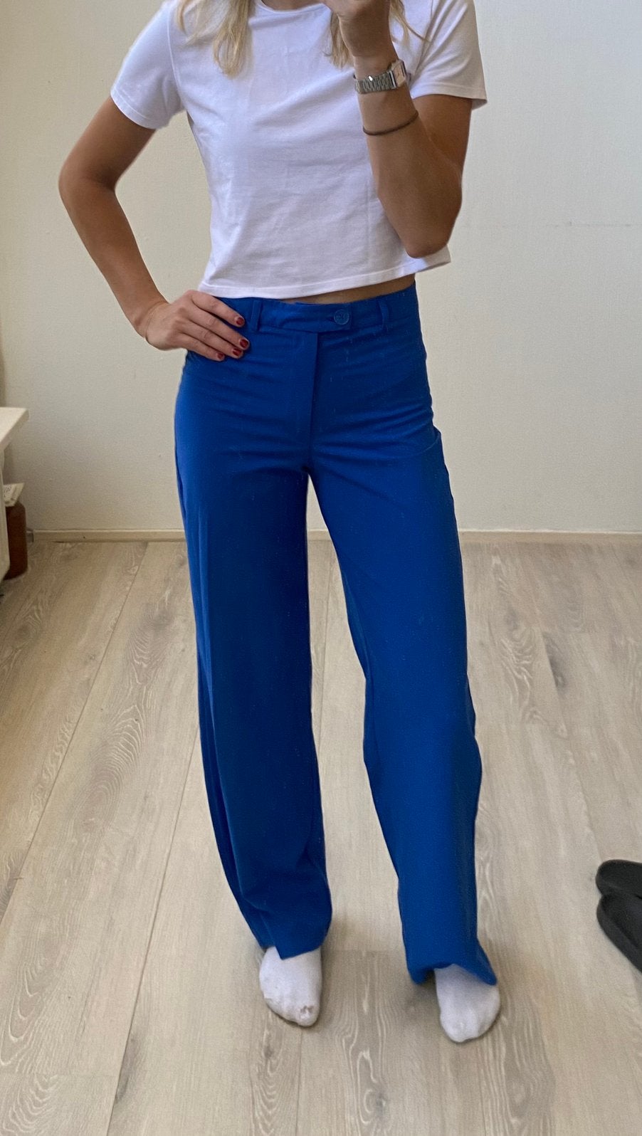 Stradivarius pantalon blauwe broek s 36, Blauw, Ophalen of Verzenden, Zo goed als nieuw, Maat 36 (S)