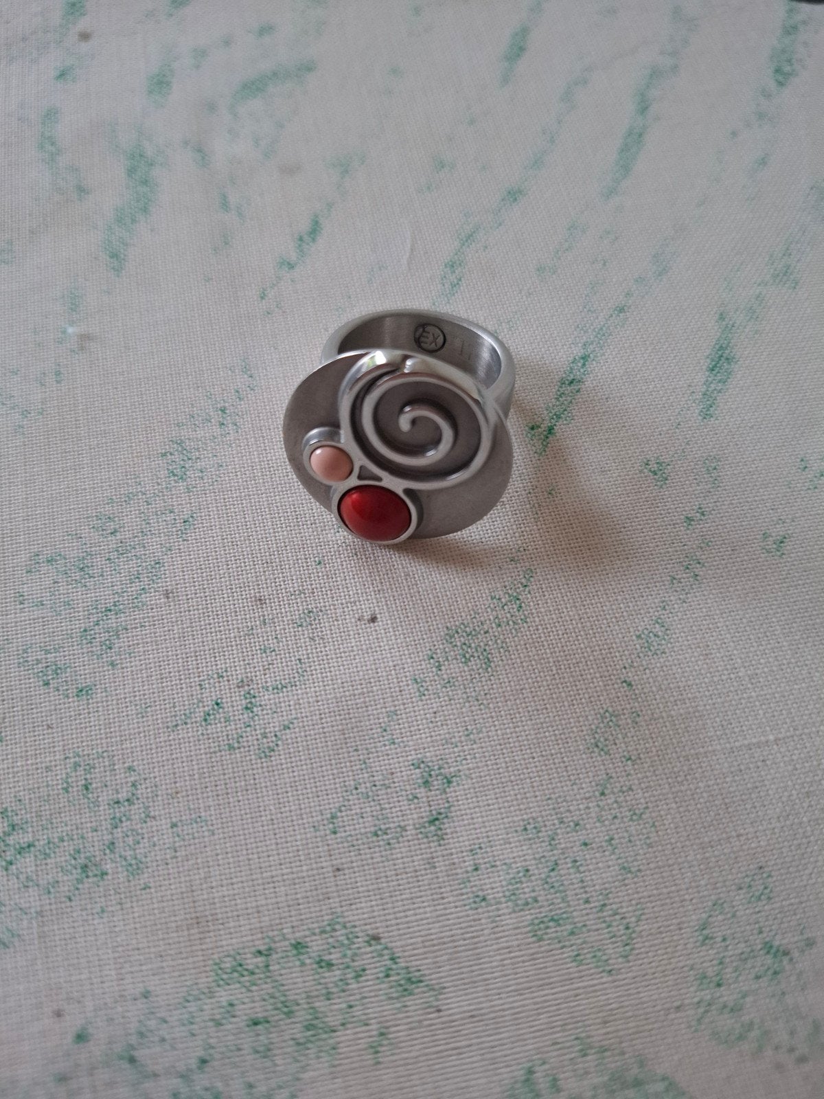 Energetix ring maat 17 met oranje-rode en roze steen, Sieraden, Tassen en Uiterlijk, Ringen, Overige materialen, Overige kleuren