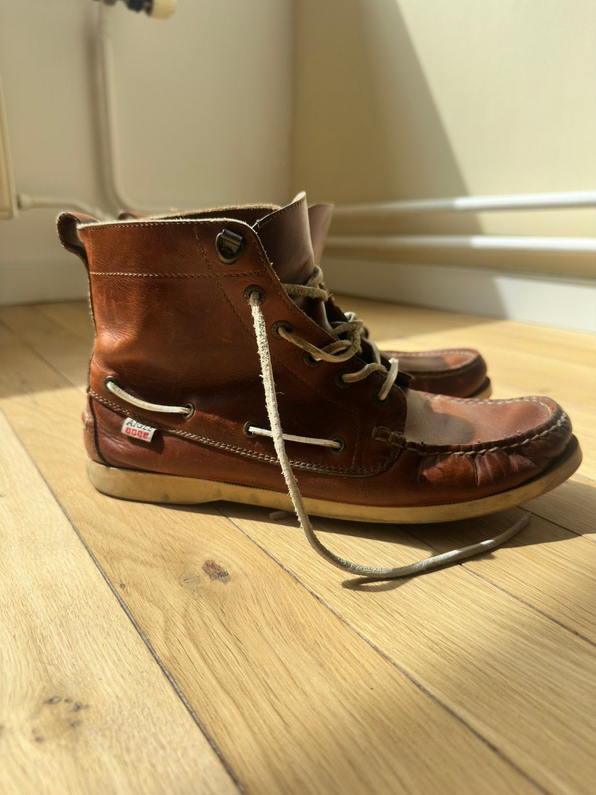 Bruine leren boots, Aigle maat 42, Bruin, Boots, Ophalen of Verzenden, Gedragen