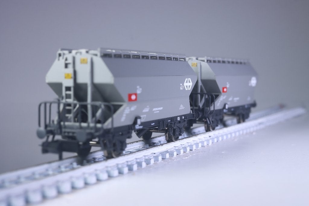 2-delige set graansilowagens type Tgpps, SBB, Gelijkstroom, Fleischmann, Ophalen of Verzenden, Nieuw