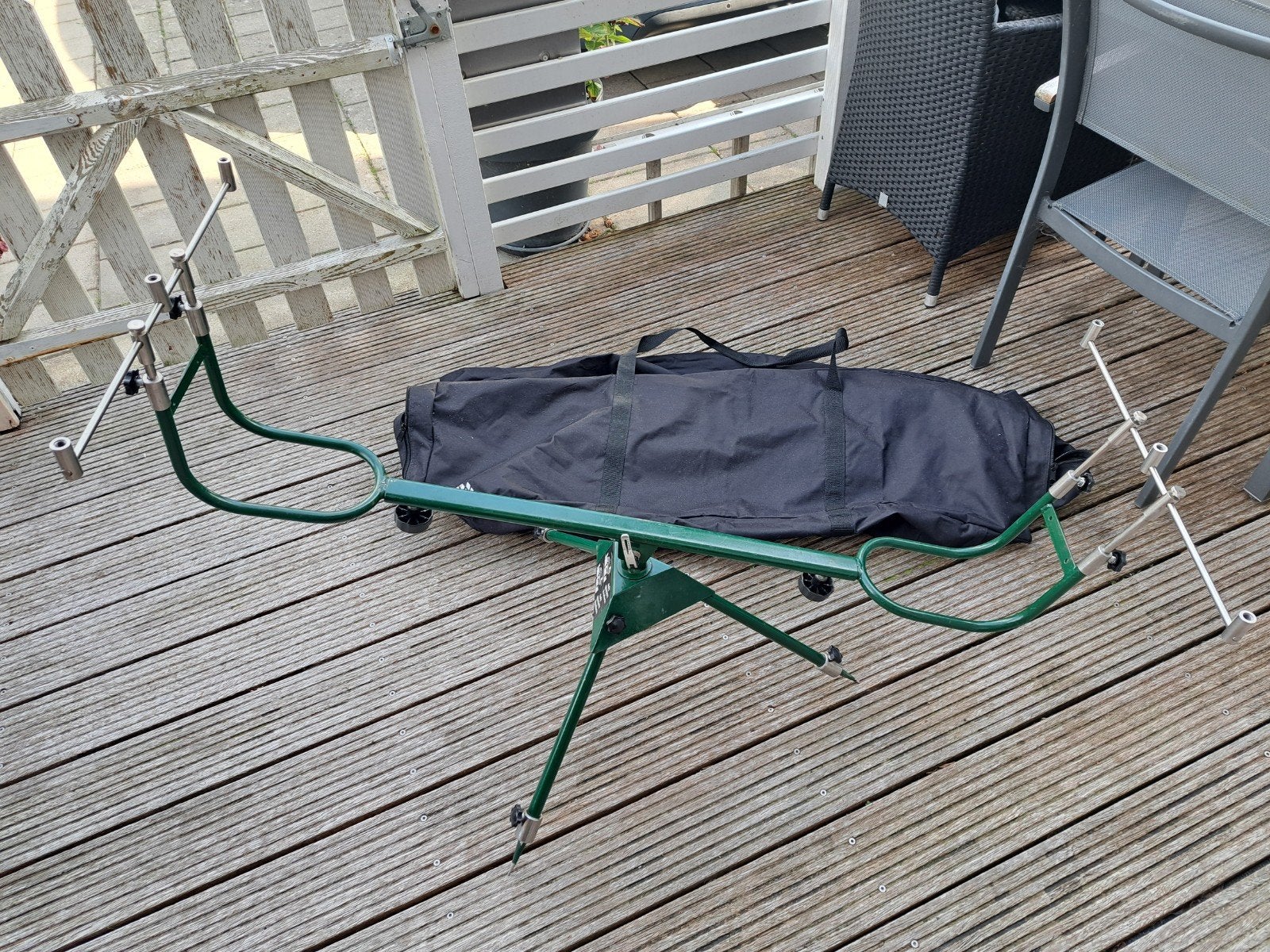 Compleet 3 poot groot model voor 3 hengels., Watersport en Boten, Ophalen, Gebruikt, Overige typen