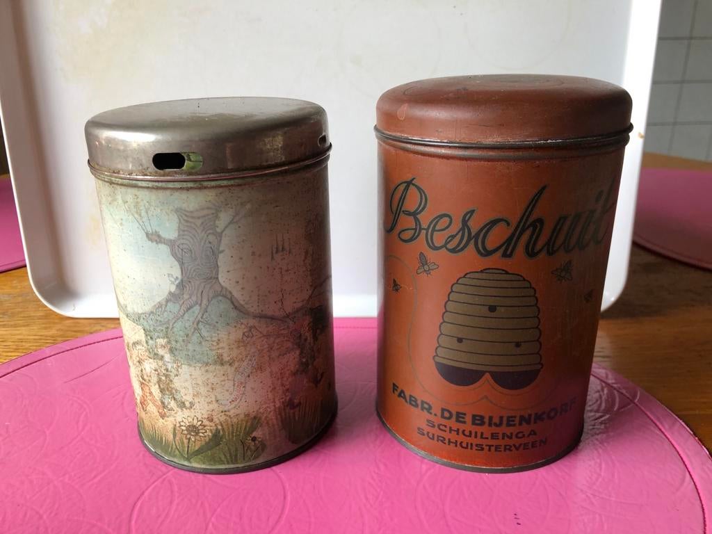 Vintage bussen: Beschuitbus Schuilenga & Brinta strooibus, Ophalen of Verzenden, Gebruikt, Beschuit, Overige merken