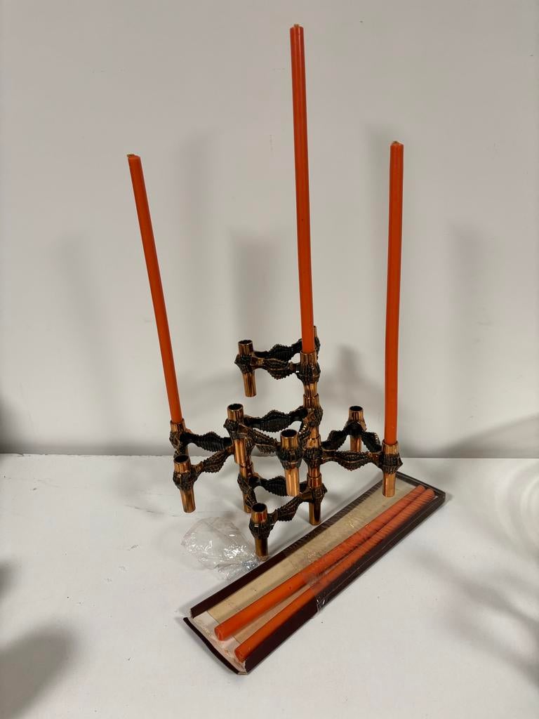 Vintage Stoff Nagel Quist Variomaster Kandelaar Set van 5, Huis en Inrichting, Gebruikt, Bruin, Ophalen of Verzenden, Metaal
