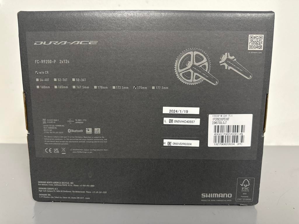 Shimano Dura-Ace R9200-P Crankstel 175mm Powermeter, Fietsen en Brommers, Fietsonderdelen, Ophalen of Verzenden, Nieuw, Crankstel of Pedalen