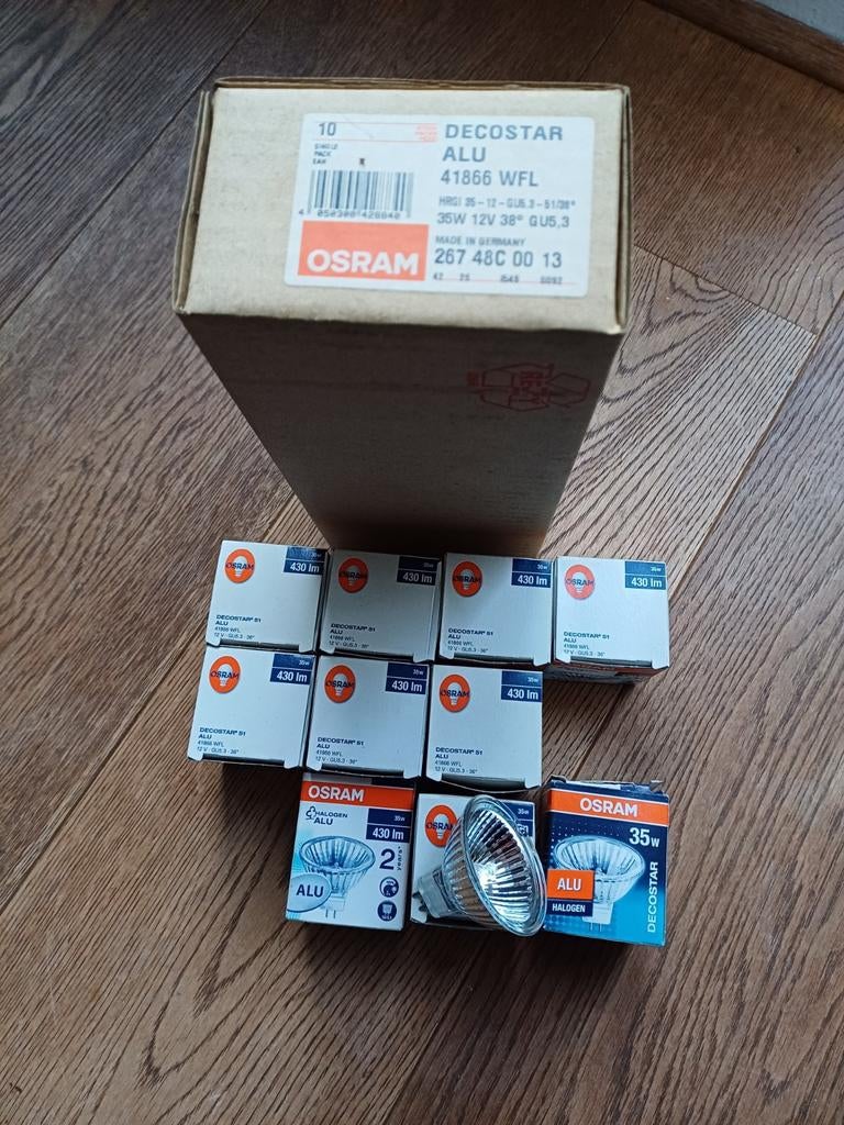 10x Osram Decostar 51 ALU 35 Watt GU5,3 fitting, 30 tot 60 watt, Halogeen (gloei)lamp, Nieuw, Bipin of Steekvoet