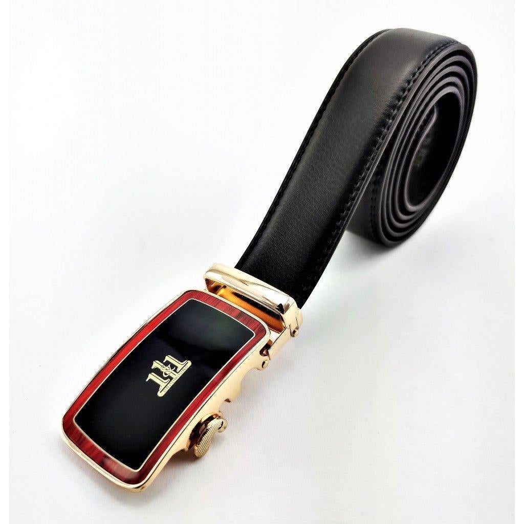 Automatisch Zwarte Heren Riem Met Rood/Zwart Gesp, Verzenden, Zwart, Nieuw, 105 tot 115 cm
