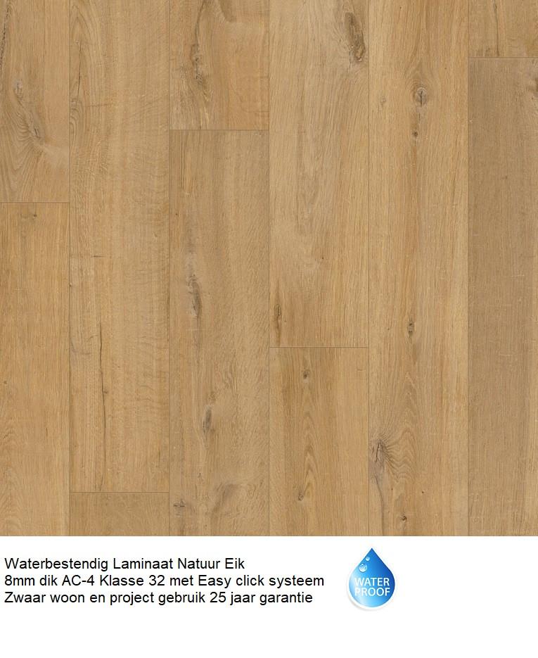 Waterbestendig Laminaat Eiken Natuur 8mm dik €14,95m2, Bruin, 75 m² of meer, Nieuw, Ophalen of Verzenden
