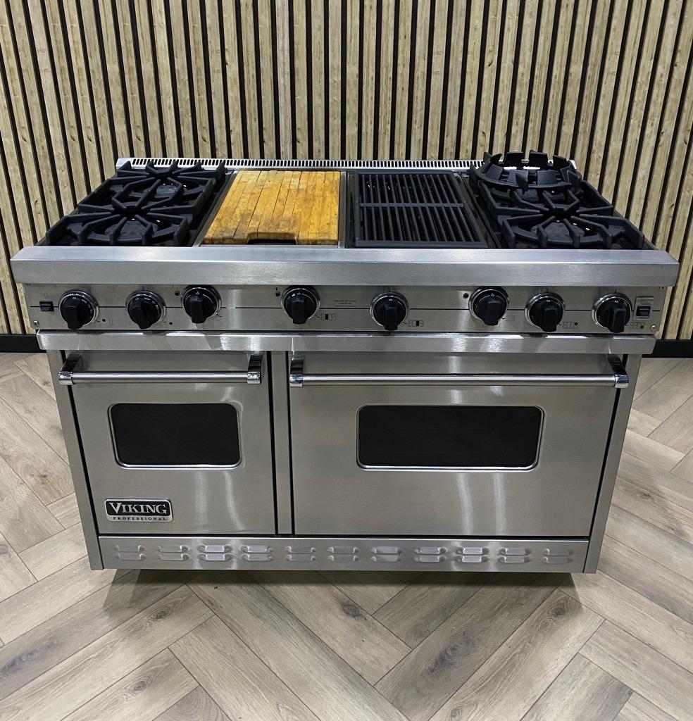 Luxe Viking Fornuis 122cm Gas 6 Branders + Grillplaat, 60 cm of meer, Grill, Ophalen of Verzenden, Zo goed als nieuw