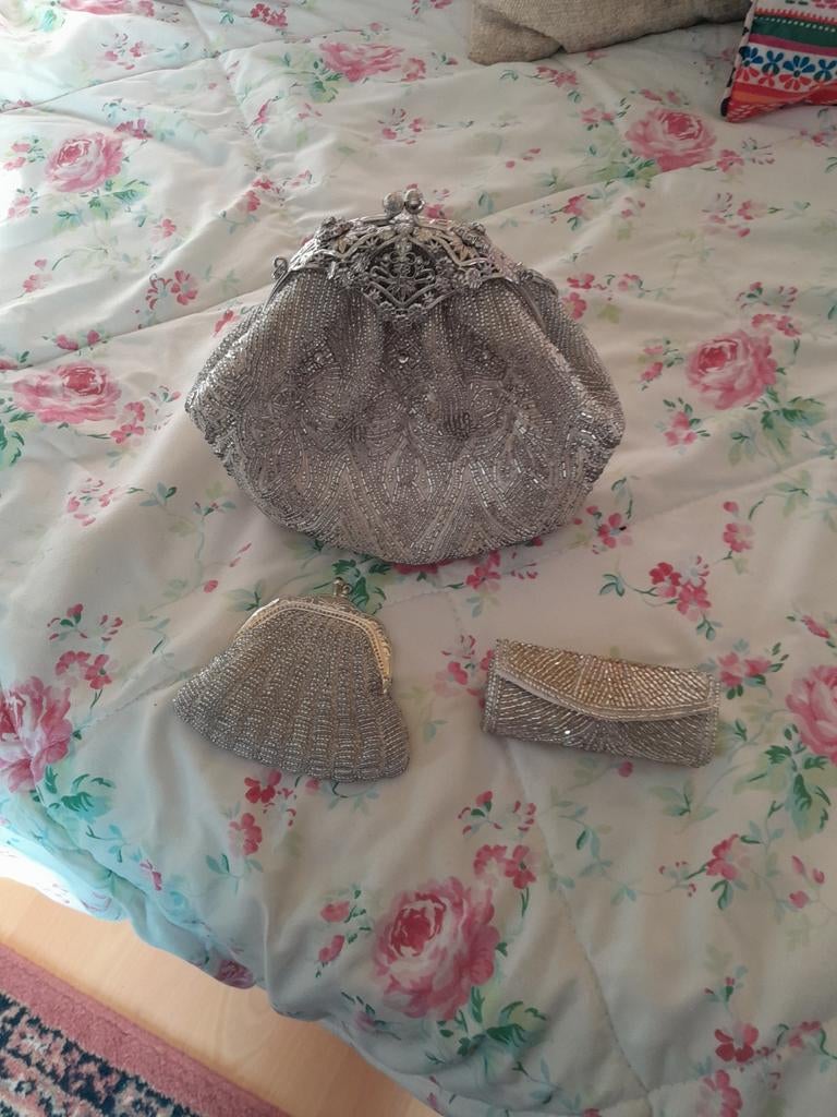 Vintage Kralen Handtassen Set, Ophalen of Verzenden, Gebruikt, Overige kleuren, Avondtasje