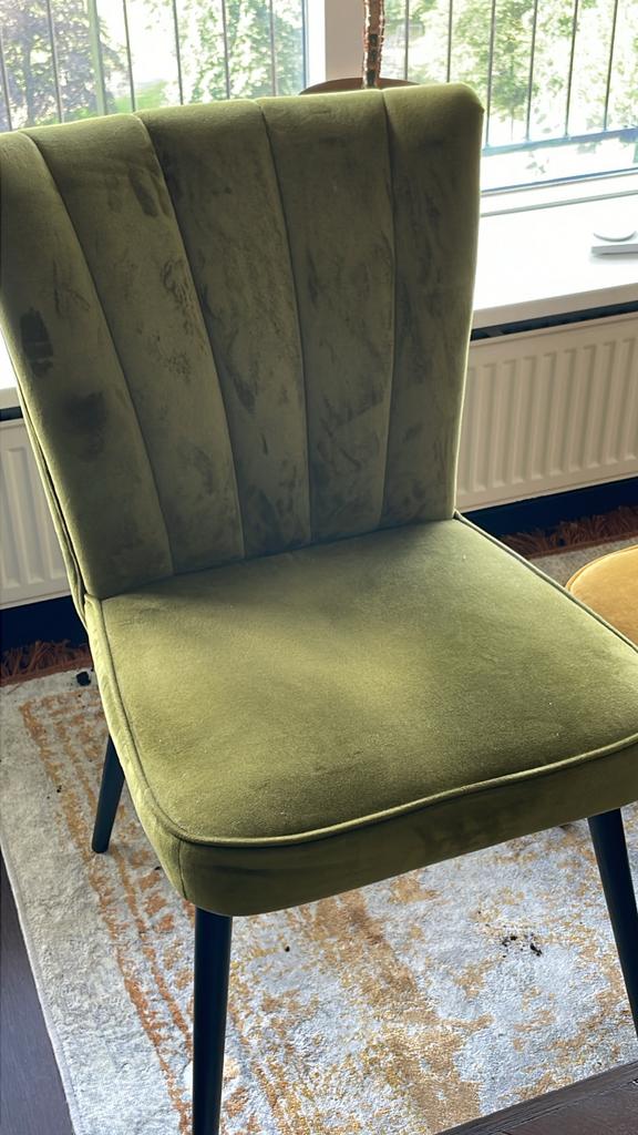 Groene Velvet Stoel van Homestock, Huis en Inrichting, Ophalen, Gebruikt, Overige kleuren, Eén