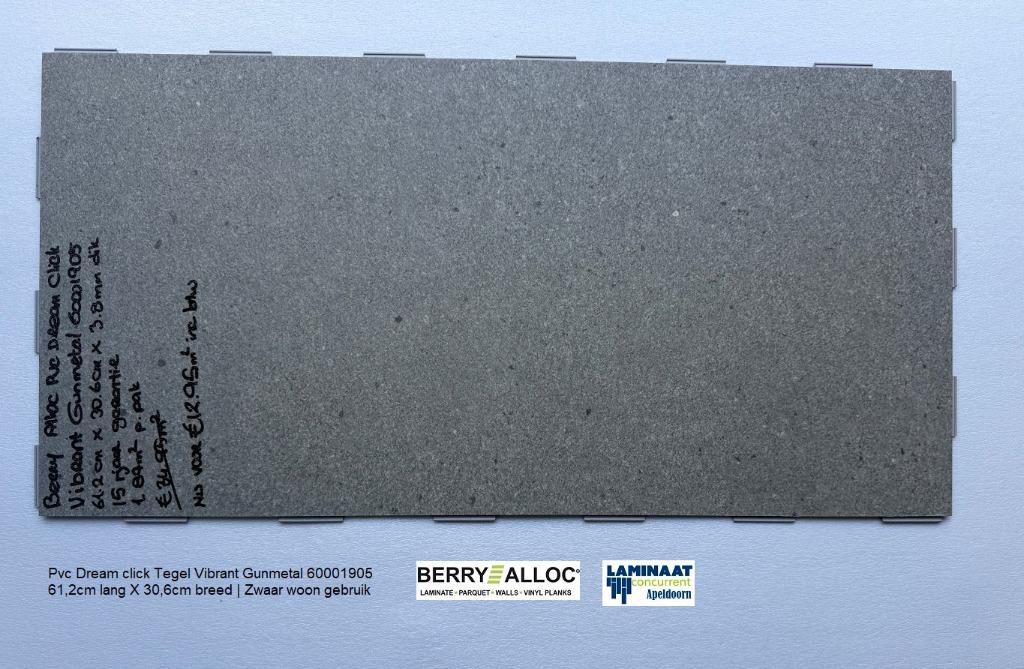 Pvc Dream click Vibrant Gunmetal €12,95p/m2 inc.btw, Pvc click tegel model, Nieuw, Ophalen of Verzenden, 25 tot 50 m²