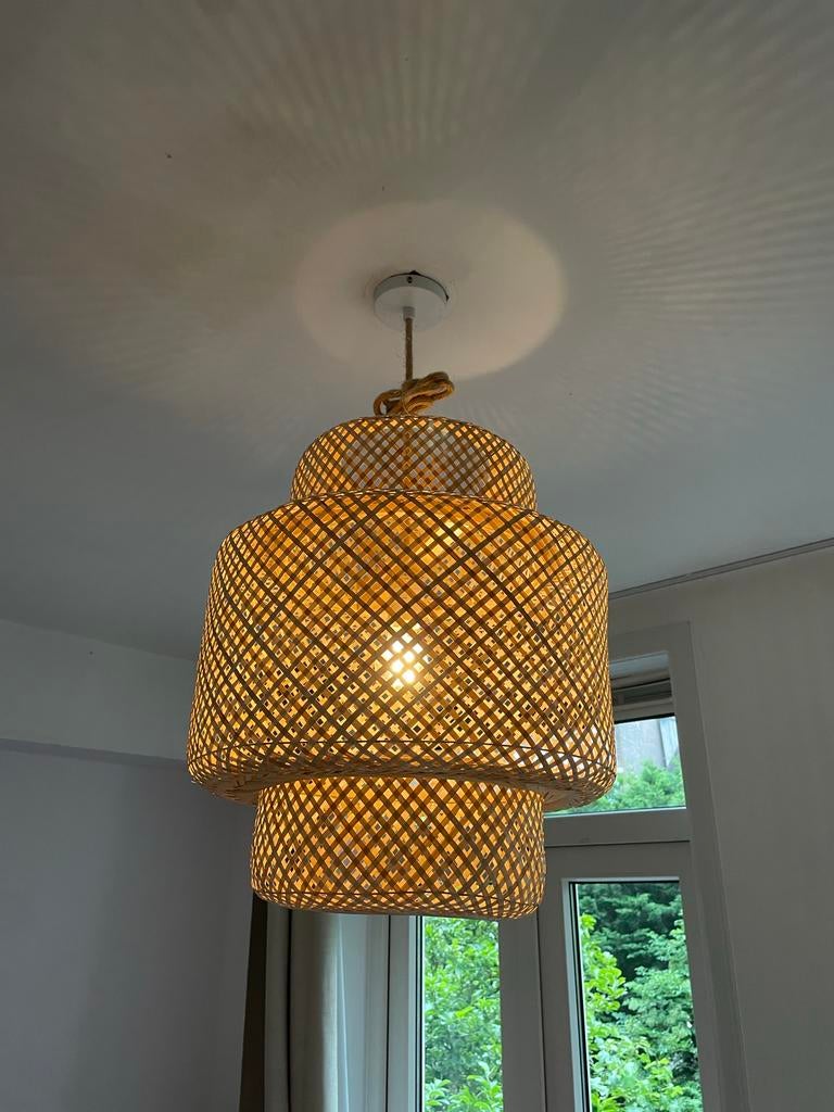 Mooie bamboe lampenkap - H52 B45, Ophalen, Zo goed als nieuw, Hout, 50 tot 75 cm