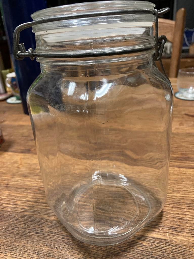 1.5 liter Glazen pot met beugelsluiting beugel sluiting, Ophalen of Verzenden, Gebruikt