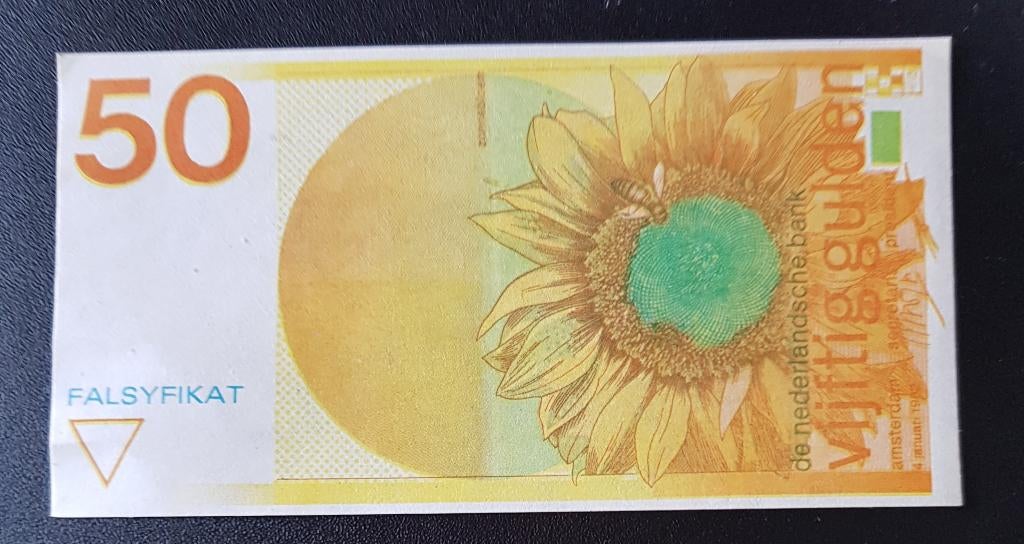 Biljet 50 Gulden Zonnebloem (Valsyfikat), Ophalen of Verzenden, 50 gulden, Los biljet