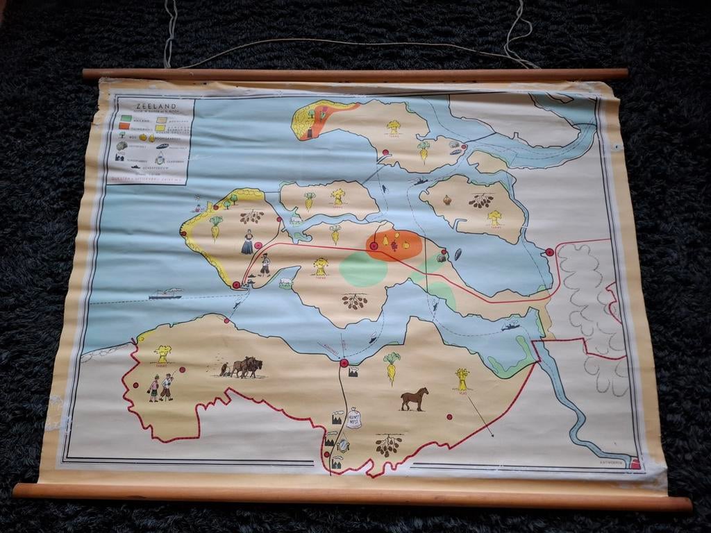 Oude schoolkaart Zeeland W Bakker en H Rusch, Antiek en Kunst, Ophalen, Aardrijkskunde