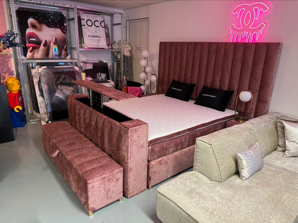 Luxe Velvet Boxspring Laura + TV Lift Compleet NEW - NIEUW, Info@oosterbaanwonen.nl, Venus 31 8448CE Heerenveen, 180 cm, 200 cm