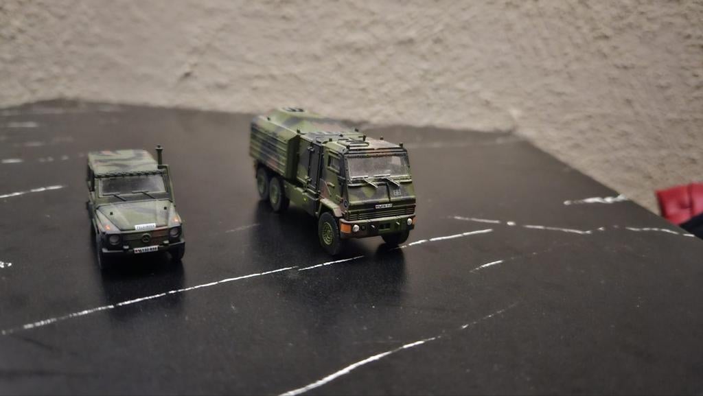 Militair Voertuigen Set: Unimog & MAN Truck, Overige merken, 1:50 of kleiner, Auto, Ophalen of Verzenden