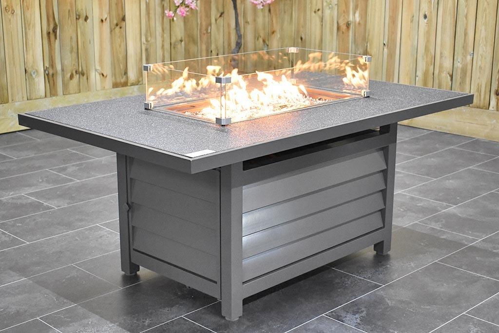 Genua Aluminium Vuurtafel met Spraystoneblad 150 x 90 Dark G, Bijzettafel, Ophalen of Verzenden, Tuinset, Nieuw