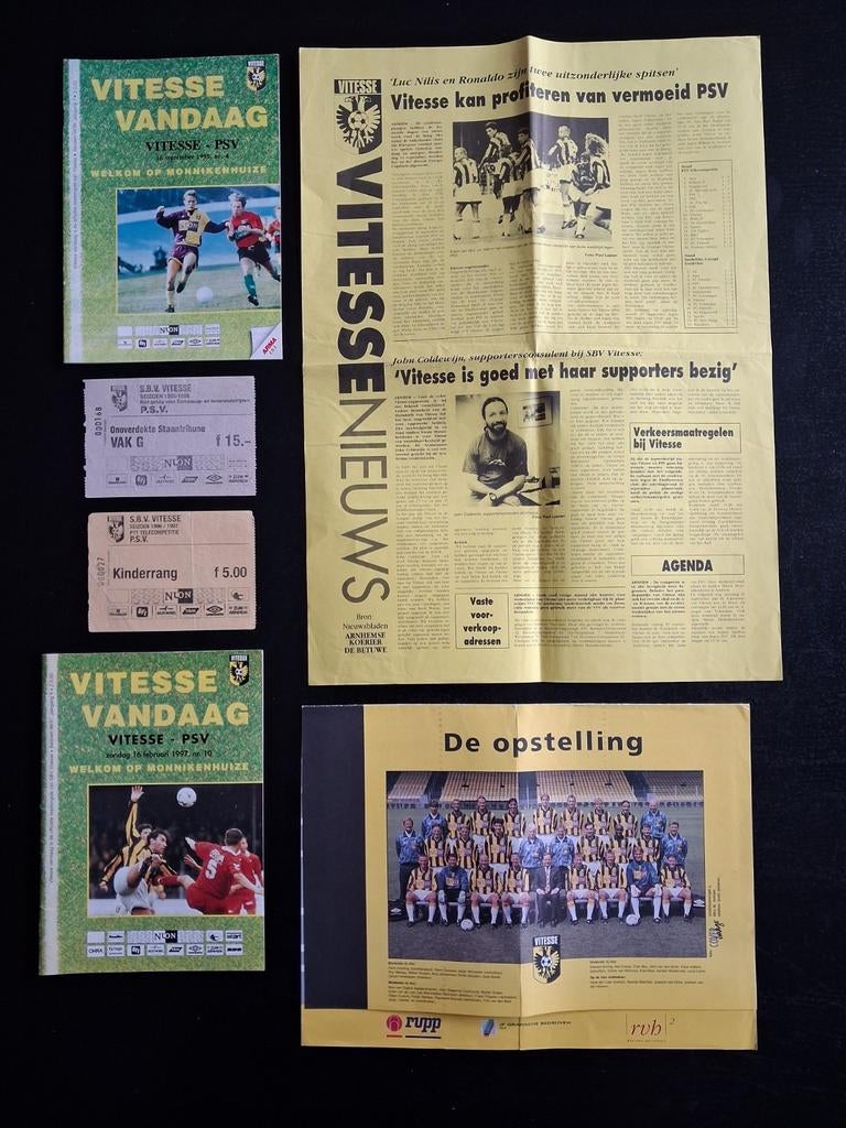 Programma's/tickets/line up Vitesse - PSV 1995/96 en 1996/97, Verzamelen, Ophalen of Verzenden, Gebruikt, Vitesse