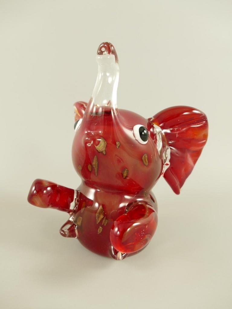 Murano Stijl Glazen Olifant met Gouden Glitters, Ophalen of Verzenden