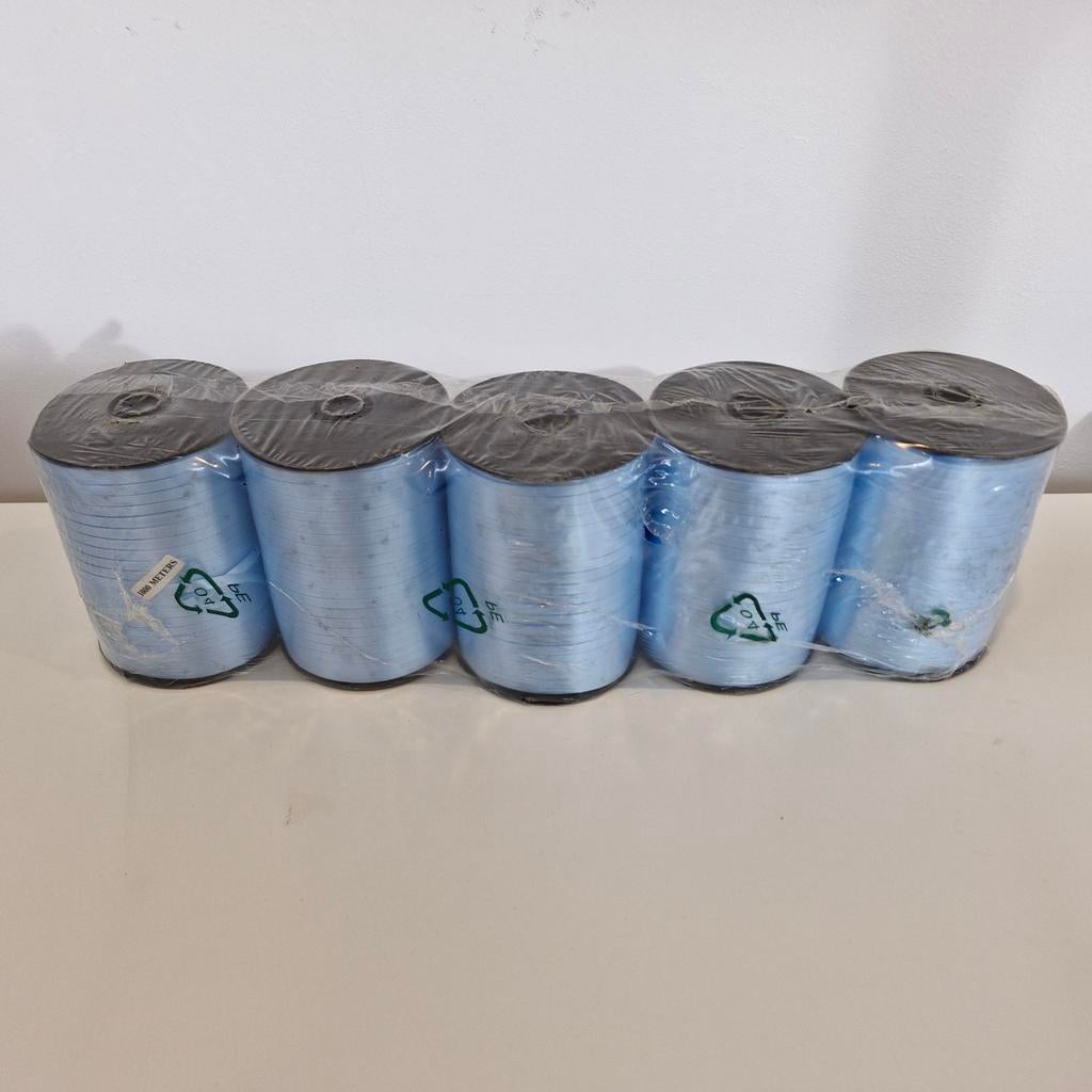 5x 1000m babyblauw cadeaulint krullint 5mm nieuw, Verzenden, Nieuw